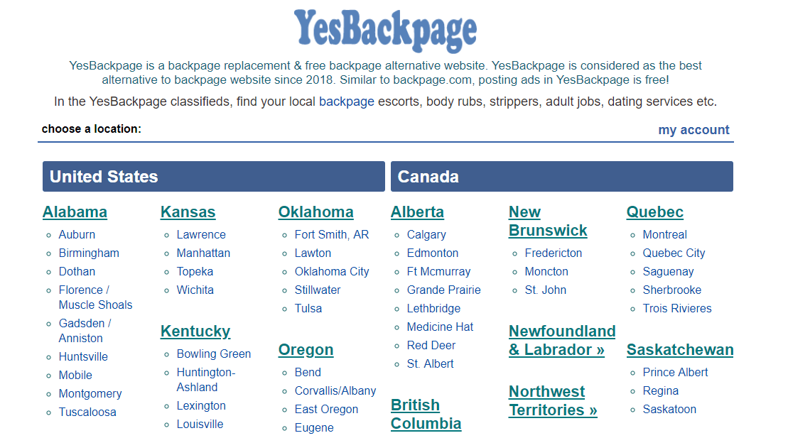 YesBackpage Alternatives